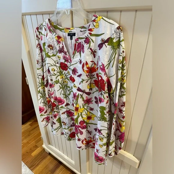 Talbots Floral Blouse - White, Pink, Yellow, Green - Picture 13 of 13
